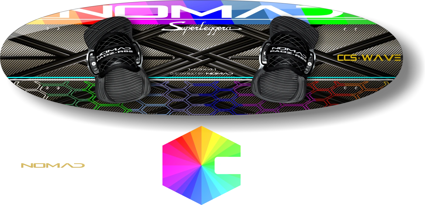 Nomad Super Cruiser rainbow graphic set with NOMAD Metallic's RAL colour wheel