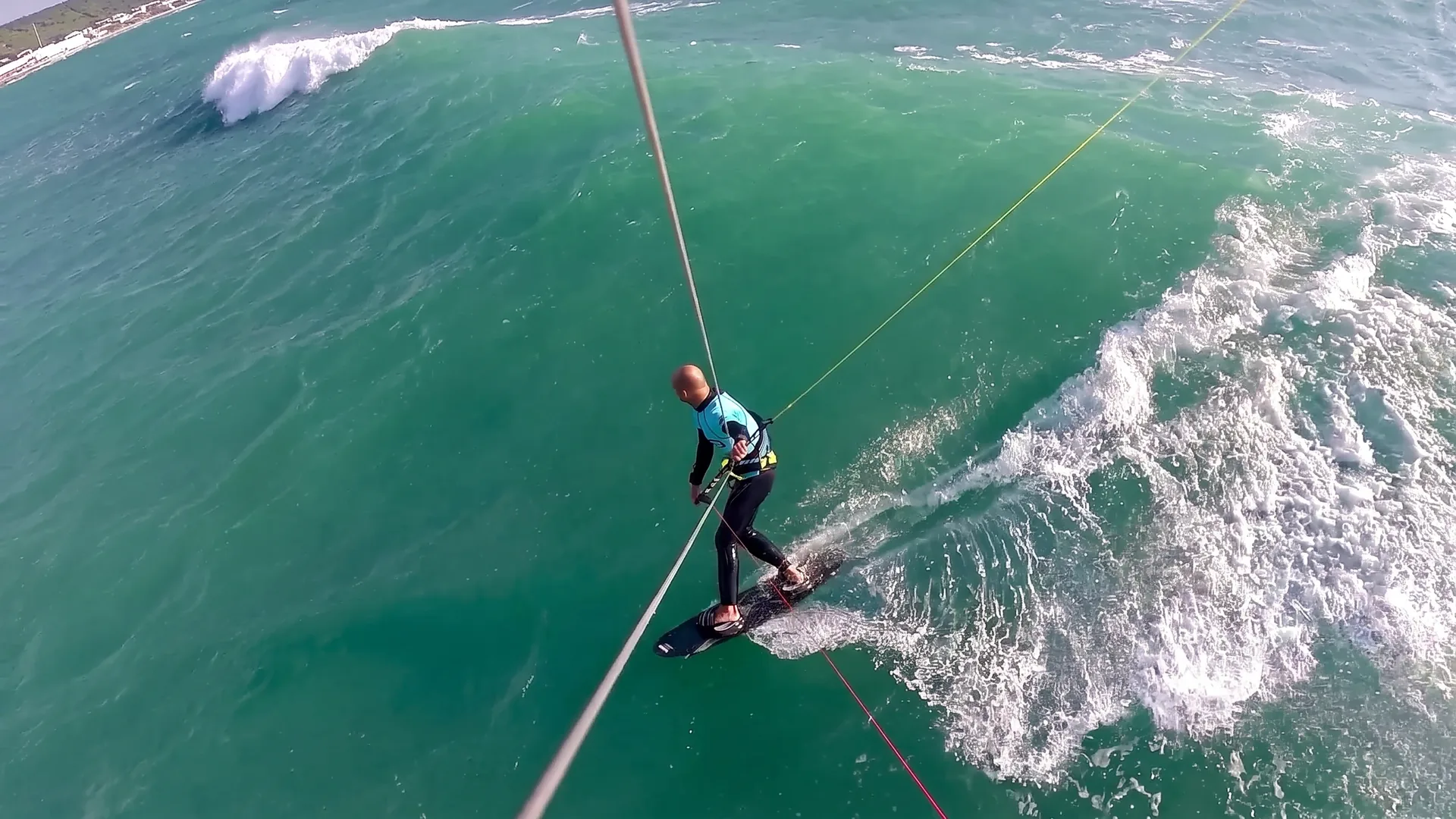 Nomad Okam-Pro rider riding through short-period chop, first-person GoPro perspective